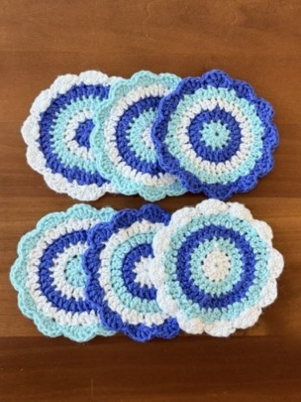 Handmade Crocheted Coasters with Scalloped Edges - Set of (6)